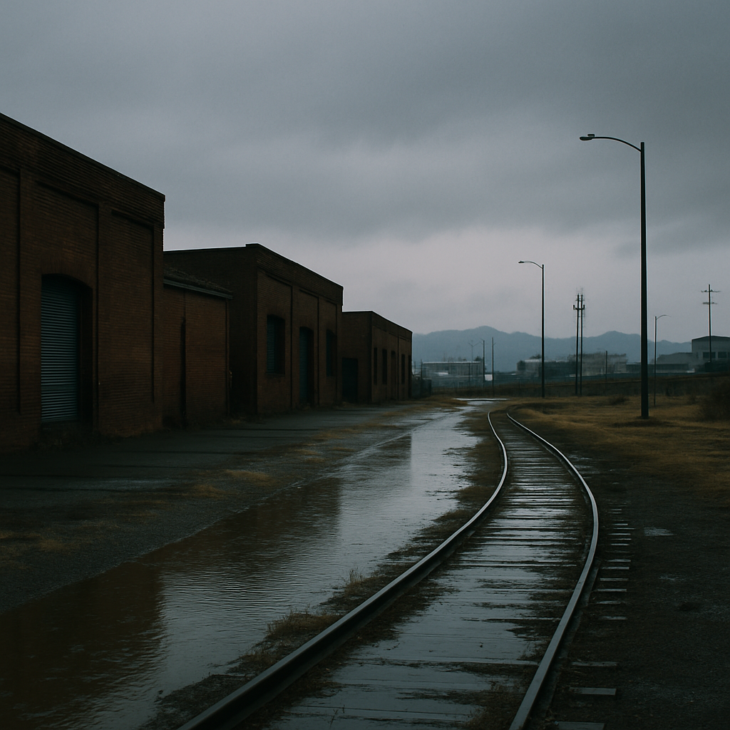 News photograph: Cold Rain Holds Over the Flats After a Week of Dry Light